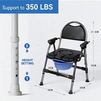 Chaise de toilette pliable en alliage d'aluminium JINDA avec support renforcé pour les personnes âgées, pour une utilisation en salle de bain, dotée d'un siège coussiné antidérapant