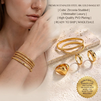 Ensemble de bracelets minimalistes en zircon cubique, plaqué or 18 carats, acier inoxydable, résistant à l'eau, sans ternissement, bijoux de luxe