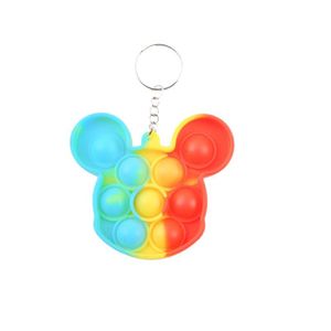 Rainbow Pop Bubble <b>Keychain</b> Toy For Kids Stress Relief Portable Cartoon Shape Plastic Keyring Gift - Product Image 5