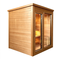 Sauna extérieur luxueux en bois massif pour 4 à 6 personnes, équipé d'un poêle à sauna. Villa de style nordique avec cour et SPA