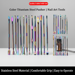 Pousse-cuticules double face en acier inoxydable couleur titane Jany pour le retrait des ongles et le nettoyage des cuticules - Product Image 1