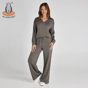 Completo Casual Alxin Personalizzato con Ricamo, Tuta con Polo e Pantaloni a Gamba Larga, <span class=keywords><strong>Abbigliamento</strong></span> <span class=keywords><strong>Donna</strong></span> in Maglia <span class=keywords><strong>Taglie</strong></span> Forti - Product Image 6