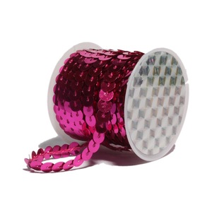 OKAY 17 Màu sắc 6mm <span class=keywords><strong>spangle</strong></span> phẳng Vòng Sequins Ribbon đôi mặt thủ công MaY paillette spool chuỗi làm bằng vải Grosgrain - Product Image 1