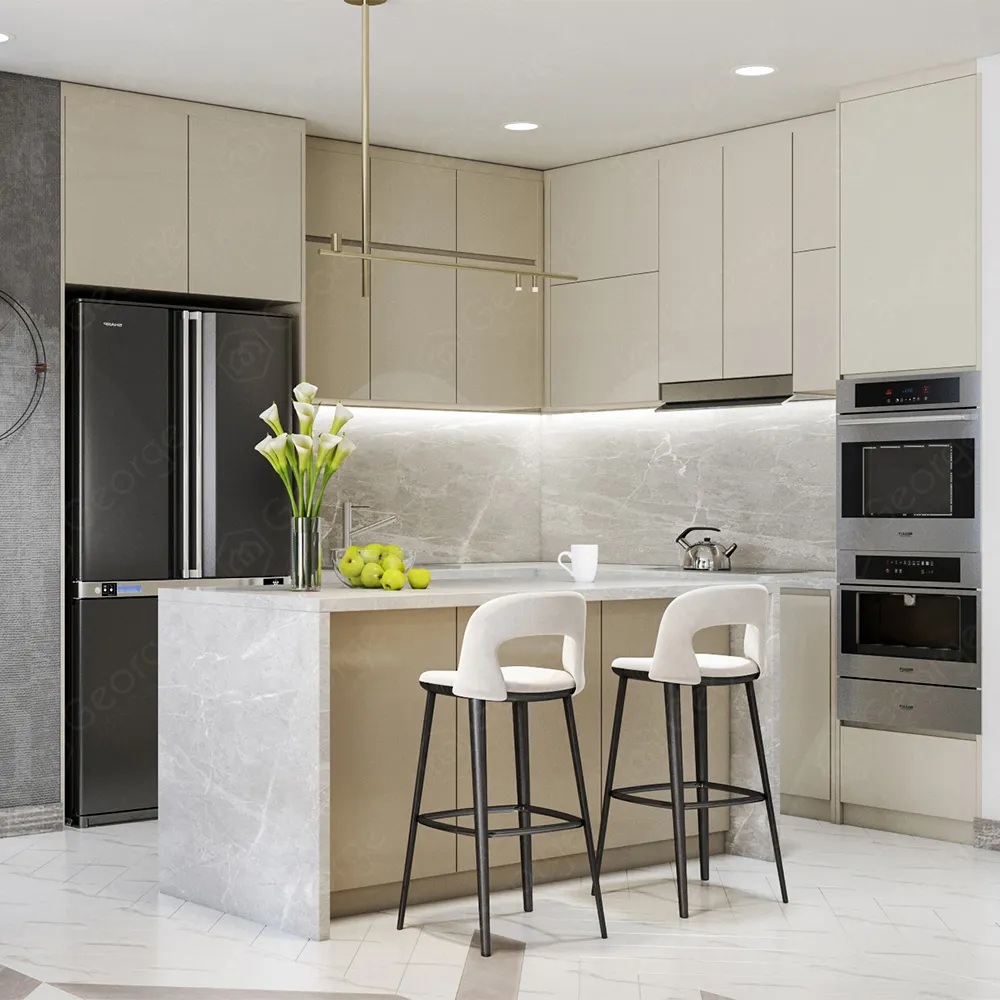 Unit Price Wall Modern Kitchen Furniture Italian Designs Sample Custom Luxury Veneer Kitchen Cabinet Islands