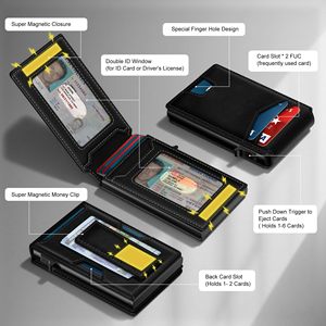 Portefeuille <span class=keywords><strong>homme</strong></span> intelligent personnalisé avec blocage RFID, clip à monnaie magnétique, <span class=keywords><strong>porte</strong></span>-cartes de crédit et d'identité en aluminium mince - Product Image 2