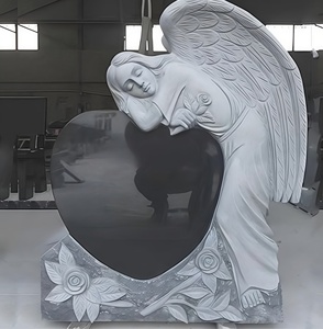 Thiết kế truyền thống thiên thần bia mộ phong cách Châu Âu nữ hình đá granit đá cẩm thạch được sản xuất để sử dụng nghĩa trang phương Tây - Product Image 3
