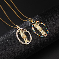 Pendentif Santa Muerte en zircon plaqué or 18 carats, talisman mexicain de la Sainte Mort, porte-bonheur, collier catholique unisexe