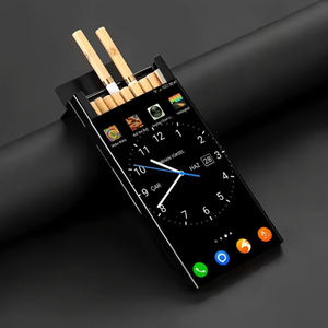 Étui à <span class=keywords><strong>cigarettes</strong></span> portable en métal fin, design carré créatif avec glissière, pour le rangement des <span class=keywords><strong>cigarettes</strong></span>, capacité 20 paquets, style classique pour le voyage - Product Image 2