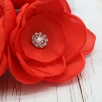 Fleur en tissu décorée de perles, 3D, rouge, 15 cm, grandes fleurs artificielles, accessoires en tissu faits à la main, corsage pour mariage, fête