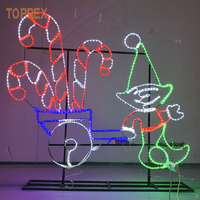 Luces Decorativas Navideñas TOPREX con Forma de Tren de Santa Claus, Iluminación LED Animada en 2D para Exteriores