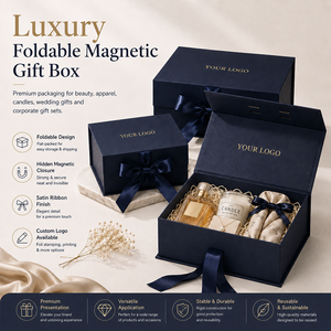 Boîte magnétique rigide pliable en carton doux au toucher de luxe avec ruban pour emballage cadeau de <span class=keywords><strong>parfum</strong></span> et bougie, boîte en papier pliable - Product Image 2