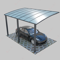 Panneaux de toiture en polycarbonate à double paroi, structure en aluminium, nouveau design moderne, abri de voiture avec gouttières métalliques