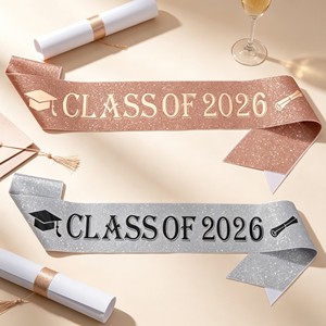 Écharpe de remise de diplôme 2026 en tissu à paillettes dorées – Ceinture de fête – Fournitures et cadeaux pour la fête de remise de diplôme - Product Image 1