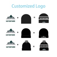 Bonnet en tricot jacquard personnalisé de haute qualité avec logo, pour homme et femme, avec pompon plié surdimensionné, bonnet tendance pour l'hiver