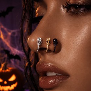 Anel de Nariz em Forma de Caveira Punk para Homens e Mulheres, Clip de Nariz em U Sem Perfuração, Acessório de Fantasia Gótica para Halloween - Product Image 2