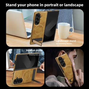 Wholesale Magnetic PU Leather Phone Case for Samsung Fold 7 3 4 5 6 With Hidden Strip <b>Stand</b> <b>Wireless</b> <b>Charging</b> Shockproof Cover - Product Image 3