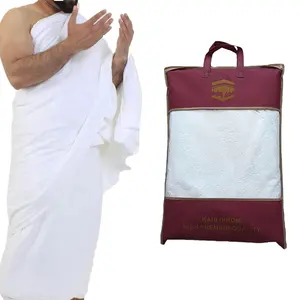 Moslim Heren Islamitische Kleding Microfiber Ihram Hajj Handdoek Formaat Doek Volwassen Kain Ihram Hajj Kleding 1 Set 2 Picecs Polyester Wit