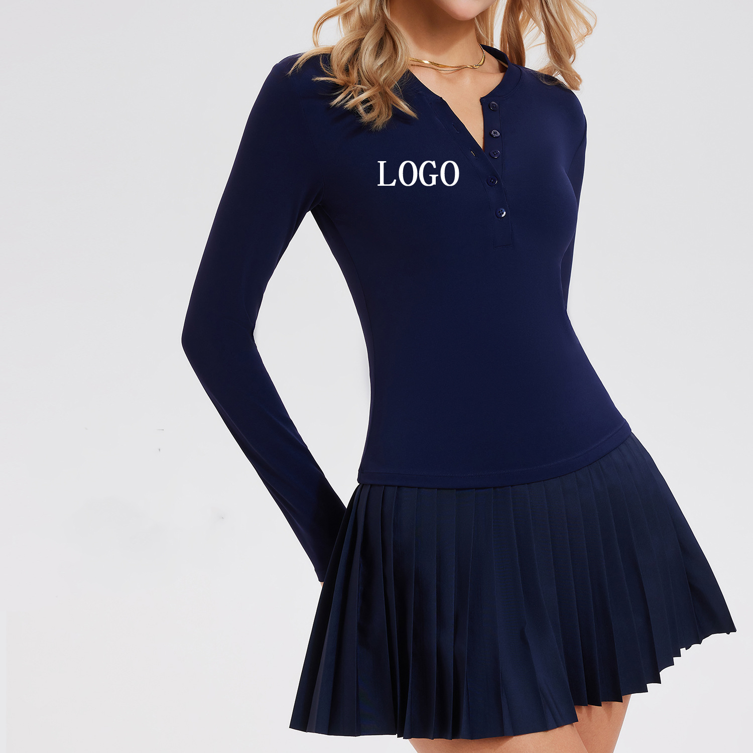 Custom Logo Women Henley Shirt Quick-dry V-neck Fitness Top Long Sleeves Lightweight Slim Yoga Tops for Autumn