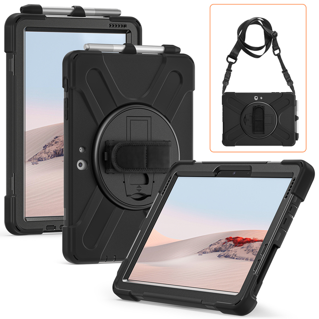 Rugged Hybrid Armor Tablet Case for Microsoft Surface GO 1/2/3/4 Kickstand Hand Shoulder Strap Shell Cover
