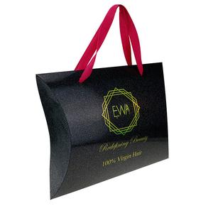 Custom Reliable and <strong>Cheap</strong> Paper <strong>Pillow</strong> Boxes with Ribbon for Hair Extensions - Product Image 1