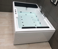 Baignoire de massage rectangulaire de luxe pour 2 personnes avec jets d'hydrothérapie, spa intelligent en acrylique pour projets hôteliers