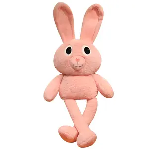 HECION Long Ears Long Legs Cute Girl Heart Bunny Bear Purple Sweet Princess Dress Valentine's Day Gift Rabbit Plush Doll