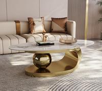 Table basse moderne réglable en hauteur avec plateau en marbre et acier inoxydable, table d'appoint pour salon, mobilier de maison, vente directe d'usine