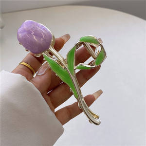 花朵金属发夹6 pcs可爱大郁金香防滑发夹强力握发夹 - Product Image 4