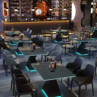 JP Led Bar Tavolino e Sedia Combinazione di Colore della Luce Occidentale Cabina di Seduta Divano Sedile Caffè Ristorante Led Luce Sedia da Tavolo