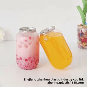 500ml Transparent PET Food-Grade Disposable Beverage <b>Bottle</b> Easy Pull Lid Direct Drinking <b>Milk</b> Tea Packaging <b>Small</b> Plastic Bags - Product Image 3