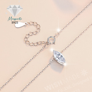 Collana da Donna LOYE con Pendente in <span class=keywords><strong>Moissanite</strong></span> D-color da 1 Carato, Semplice e Personalizzata, Catena Clavicolare Occhio d'Angelo in Argento S925 - Product Image 3