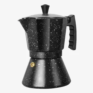 Stovetop Espresso kahve makinesi özel espresso kahve makinesi klasik İtalyan alüminyum yumuşak dokunuşlu tutamak Pot ile
