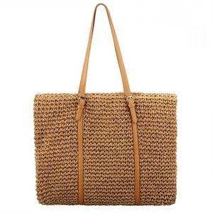 Papier paille femmes sac à main sac de plage sacs à bûches nouvelle Collection broder recyclé tissé panier rétro dame main - Product Image 1
