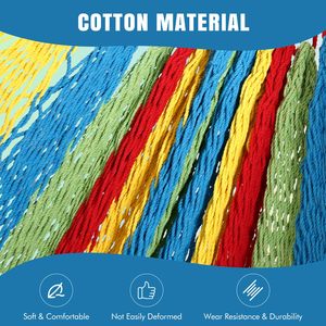 Large 2-Person Cotton <b>Hammock</b>, Colorful Striped Portable Camping <b>Hammock</b> for Outdoor Garden Patio Travel - Product Image 2