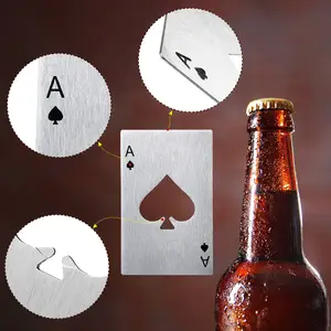 Bagian cap logam lembaran pembuka botol datar berbentuk kartu Poker kustom