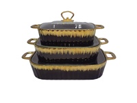 Ensemble de casseroles de cuisson à induction en céramique dorée rectangulaires modernes, vaisselle créative en fer, comprenant un support pour plat de cuisson, pot léger pour hôtel