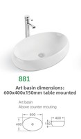 Évier en céramique moderne et simple, aspect granit, forme ovale, garantie 5 ans, pour salle de bain, balcon, hôtel, avec drain intégré et robinet monotrou