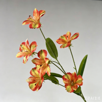Bunga Lily Lavender Sutra Buatan 6 Tangkai, Buket Kecil Bergaya Segar, Bunga Palsu Berbentuk Tulang, Latar Belakang Pesta Pernikahan, Dapat Disesuaikan