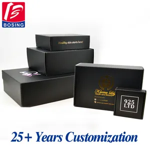 Since 1996 Black Folding Gift Mailing Corrugated Custom Logo Black Shipping Boxes Mailer Box Paper Boxes For Dress