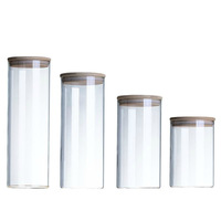 Vente en gros boîtes en verre transparent épaissi ménage carré couvert de bambou stockage en verre alimentaire scellé boîtes de qualité alimentaire