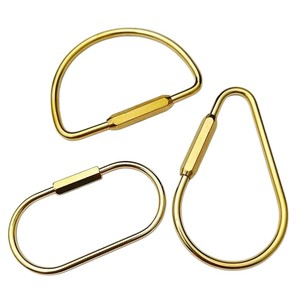 Porte-clés ovale en laiton simple à visser, <span class=keywords><strong>mousqueton</strong></span> <span class=keywords><strong>verrouillable</strong></span> pour sac, sac à main, accessoires de bijoux DIY - Product Image 2