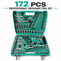 Ensemble d'outils mécaniques professionnels de 172 pièces, jeu de clés à douilles en acier au chrome-vanadium, jeu de cliquet à 72 dents pour la réparation automobile