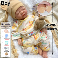 Poupée Reborn en Silicone Souple de 18 pouces, Bébé Garçon à Bouche Ouverte, Réaliste, Corps Entier en Silicone, Collection Muneca, Cadeau d'Accompagnement