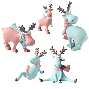 Resin Reindeer <b>Ornament</b> Doll Set Indoor Decor Gift Soft Furnishing <b>Car</b> Decoration Christmas Figurine Toys - Product Image 5