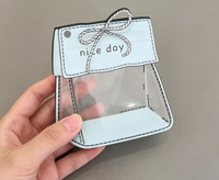 Sacs auto-adhésifs transparents miniatures mignons de style dessin animé, pochettes de rangement pour badges et bijoux Kawaii, sacs à fermeture éclair transparents pour pinces à cheveux, maquillage