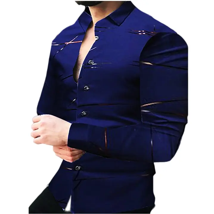 HOT sale 2022 vintage print men's long-sleeved shirt High-definition digital 3D printed four-way stretch shirt