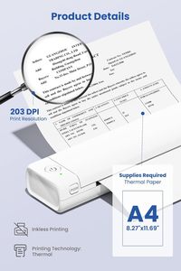 Mini Impresora A4 Portátil Phomemo M08F, Impresora Térmica sin Tinta, Máquina de Plantillas para <span class=keywords><strong>Tatuajes</strong></span>, Compacta para Teléfono Móvil - Product Image 5
