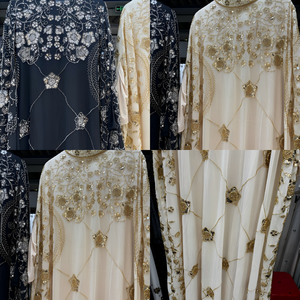 Kaftan de soirée de luxe style Dubaï en or <span class=keywords><strong>blanc</strong></span> perlé, robe longue musulmane modeste faite à la main pour <span class=keywords><strong>femme</strong></span>, pour l'Aïd, <span class=keywords><strong>mariage</strong></span>, Moyen-Orient, ODM - Product Image 3