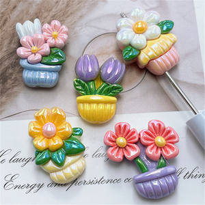 ลูกปัดอะคริลิคเคลือบสี UV ลายดอกไม้ 3 มิติ สำหรับตกแต่งปากกา ขายส่ง - Product Image 3