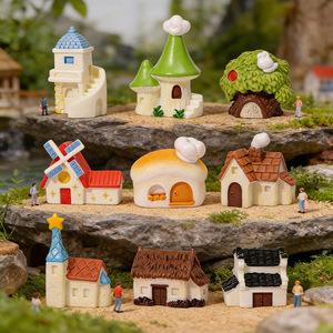 Figurine de château moulin à vent en mousse pour jardin féerique, terrarium, maison de poupée, décoration de bureau - Product Image 1